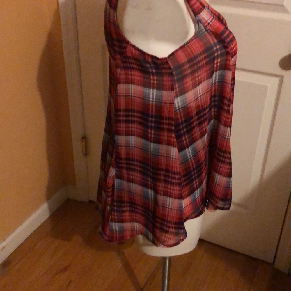 Ashley Stewart red plated blouse pre-owned in good condition